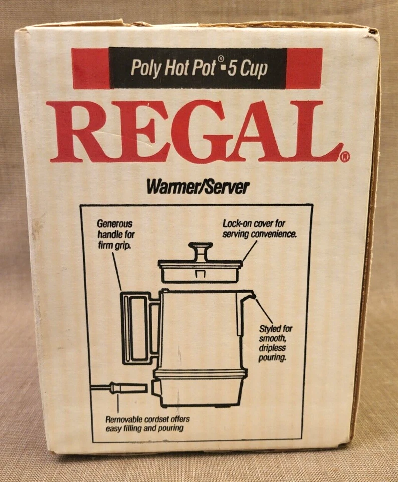 Servidor calentador de café té agua olla caliente de polietileno de 5 tazas Regal vintage de los 80 - nuevo sellado Foto 4 de 4