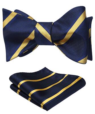 Bow Ties for Men Navy Blue Bow Tie Self Tie Bowtie Handkerchief Set Formal Tu...