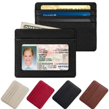 Men's Women Small Wallet Card Case Slim Leather Front Pocket Credit Card Holder