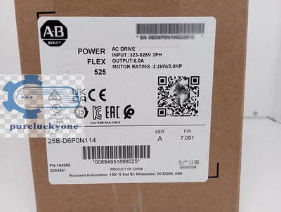 New Factory Sealed Allen-Bradley 25B-D6P0N114 PowerFlex 525 AC Drive 25BD6P0N114