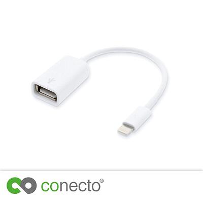 USB-OTG Adapter-Kabel mit 8-pin-Stecker für Apple iPhone 5   X + iPad mini, Air