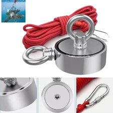 2000 LB Magnet Fishing Kit - 2 Fishing Magnets in 1 Double Sided Magnet + Rope