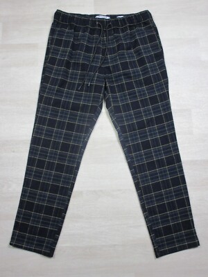Pacsun Men's Plaid Joggers Slim Leg (M) Tapered Fit Blue