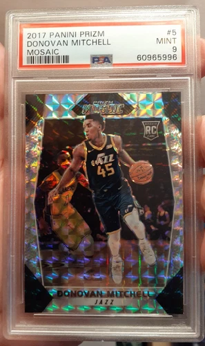 2017 Donovan Mitchell Panini Prizm Silver Refractor Mosaic #5 Rc Psa 9 Mint