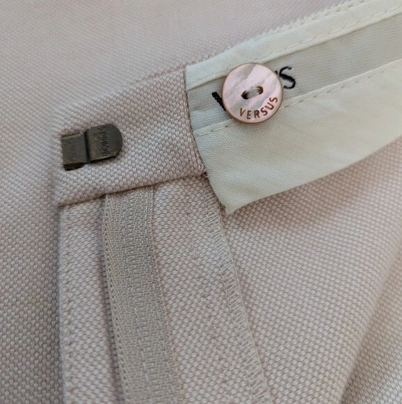 Pantalone VERSUS VERSACE cotone lana mezzarise con zip alla caviglia blush beige 28 42 US 6