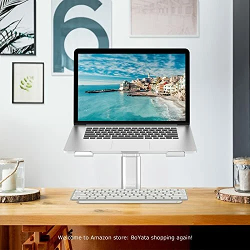 LAPTOP STAND Adjustable Computer Riser Aluminum Holder for Desk Silver BOYATA