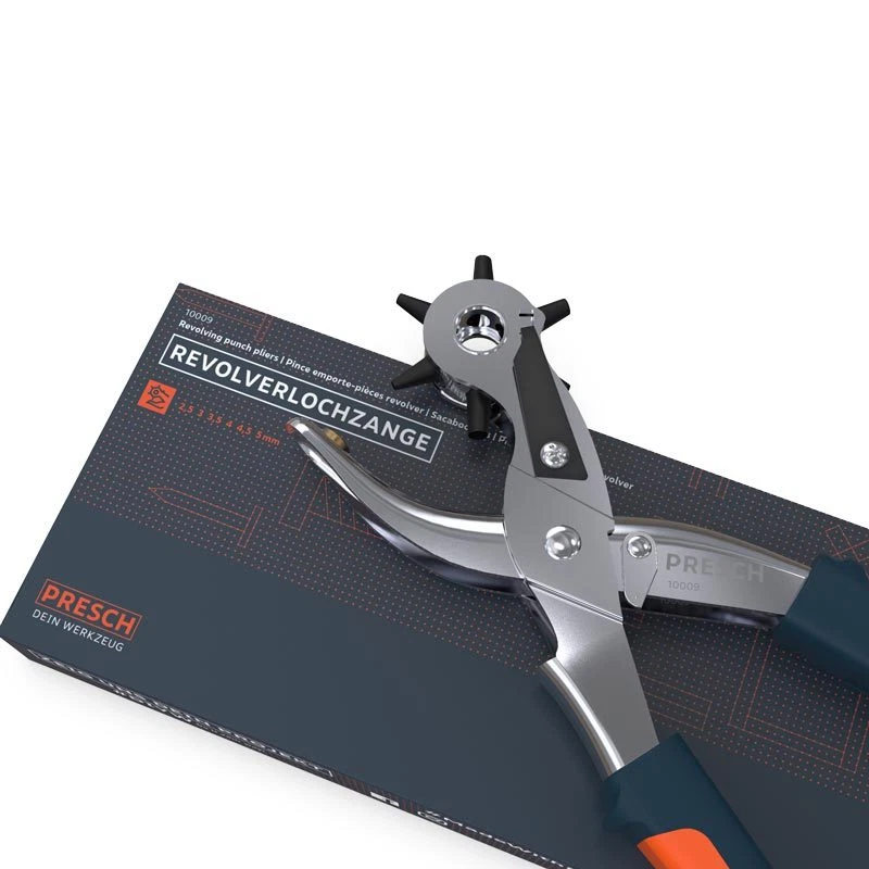 PRESCH Revolverlochzange Profi Gürtellochzange Lochzange für Leder, Filz, Stoff - Bild 2 von 4
