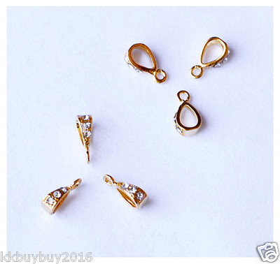 20 pcs Bails Rhinestone Crystal with Top Loop Gold Plated AC037