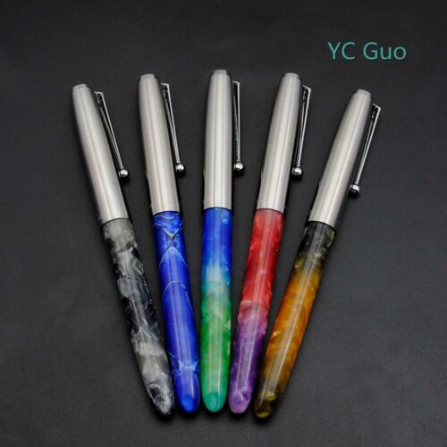 Penna stilografica acrilica Fancy Jinhao 51A pennino fine grigio fluorescente - Foto 4 di 4