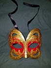 Adult Unisex Red Gold Gothic Mardi Gras Halloween Costume Masquerade Eye Mask