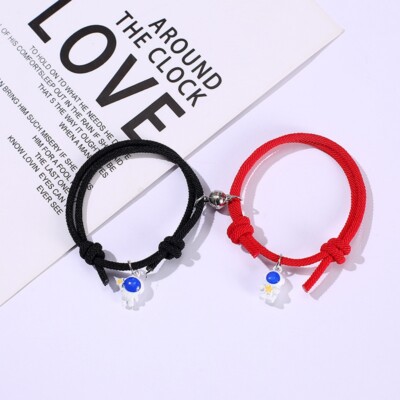 2PCS Astronaut Charm Couple Bracelets Magnetic Men Women Sister BFF  Friendship
