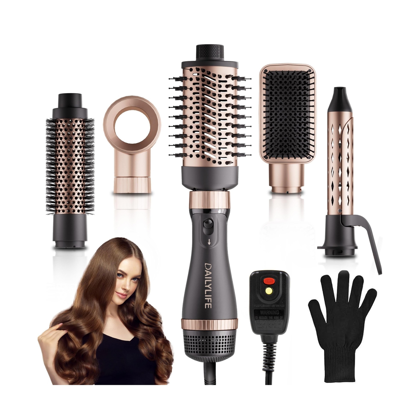 Hair Dryer Brush Set, DAILYLIFE Blow Dryer Brush with 5 Attachments... Fast Ship