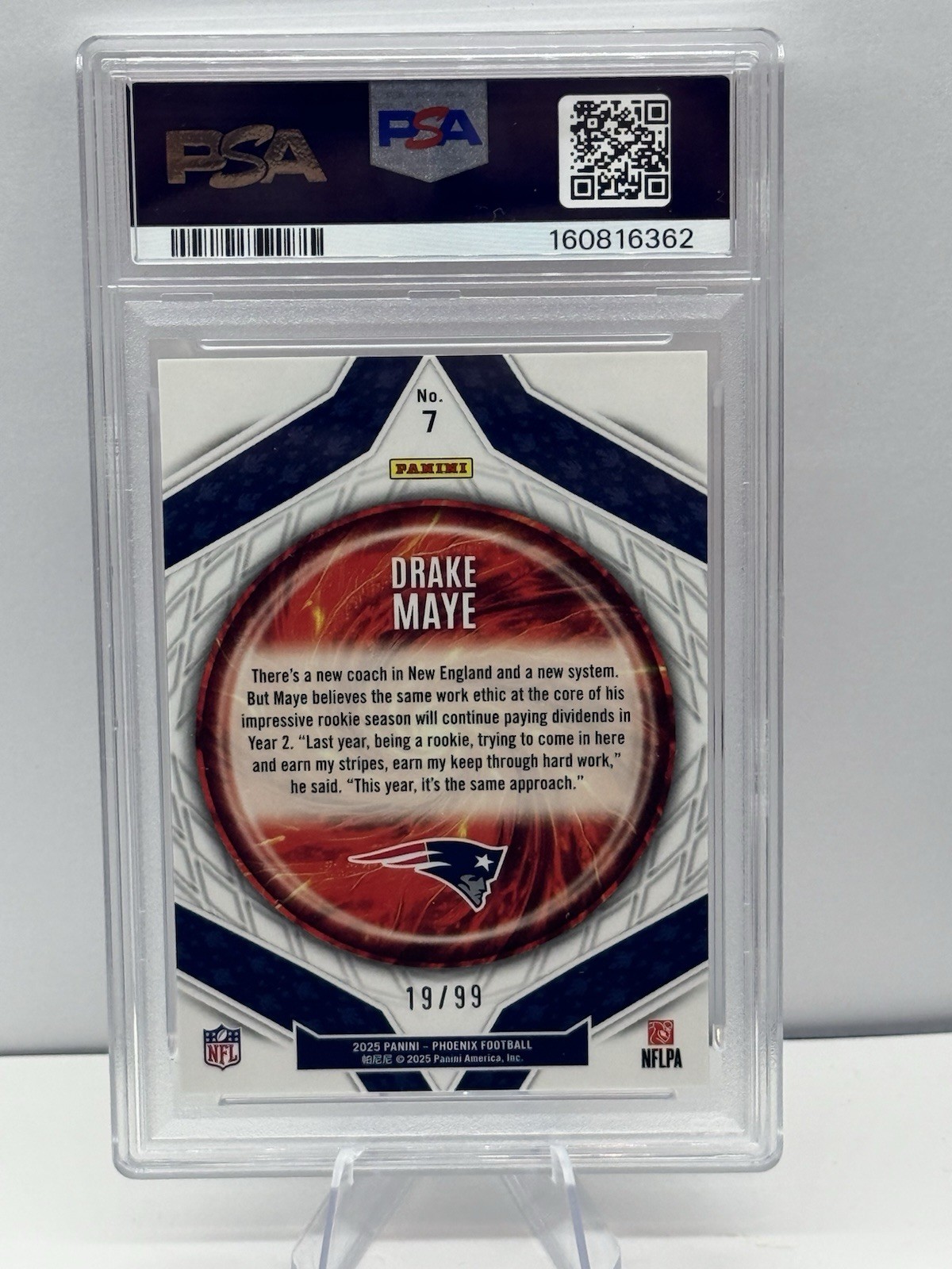 2025 PANINI PHOENIX PARAGON SILVER SEISMIC #7 DRAKE MAYE /99 PSA 9 view 2