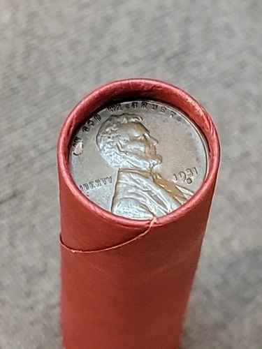 Stunning Au+ 1931 S&P Mint Pennies Ends Of Lincoln Wheat Cent Roll