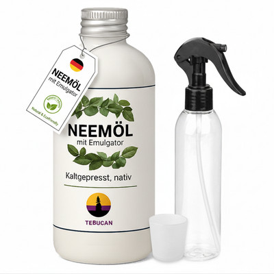 Neemöl 1 Liter + Emulgator Komplettset 1000 ml Flasche + Sprüher + Messbecher
