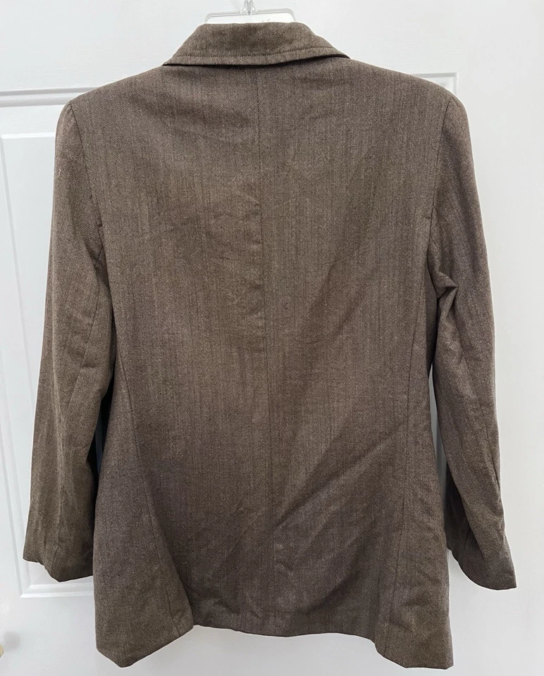 Chaqueta Blazer Land’s End Para Mujer De Colección 100% Lana Marrón Talla 8 Hecha en EE. UU. Foto 4 de 4