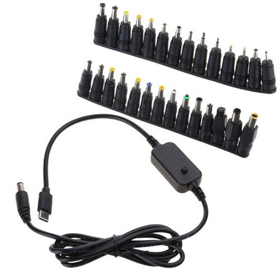 UsbC to DC5.5x2.5mm 3.5x1.35mm Charging Cable Adjustable Voltage Power Boost
