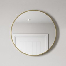 600 x 600mm Brushed Brass Wall Mounted Bathroom Mirror Framed Round Design