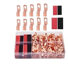 100Pcs Copper Wire Lugs AWG 6 8 10 12 with Heat Shrink Set, 50Pcs Battery Cable