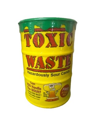 Toxic Waste Sour Candy 5.86 Oz Giant Bank Candy Dynamics 30 Stickers New Sealed