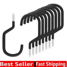 8 Pack Bike Hanger Storage Hook Rack, Rubber Coated Heavy Duty Large Screw in...