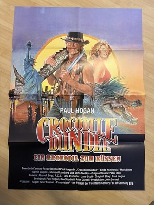 Filmplakat CROCODILE DUNDEE A1 Kinoposter Paul Hogan EIN KROKODIL ZUM KÜSSEN