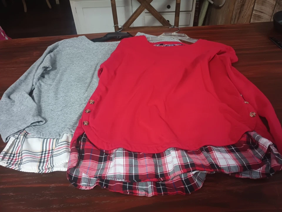 Lot of 2 IZOD Womens Sweatshirt Button Side 2-Fer Red Gray Long Sleeve Size XXL - Image 2 of 4
