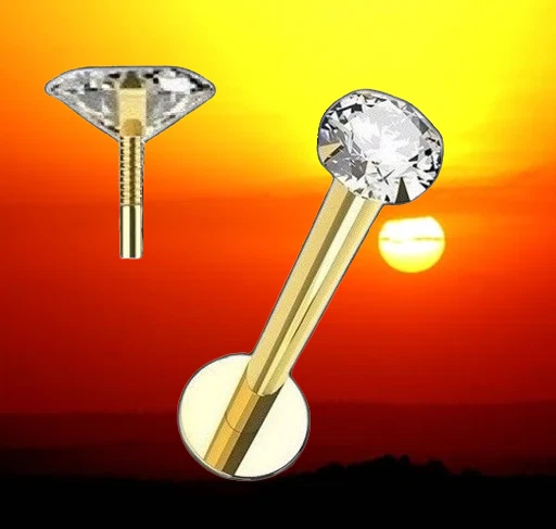 I Labret I Echter Diamant + Echt 585 GOLD I Screw in I I,2 x 8 mm I 46019-8 I - Bild 4 von 4