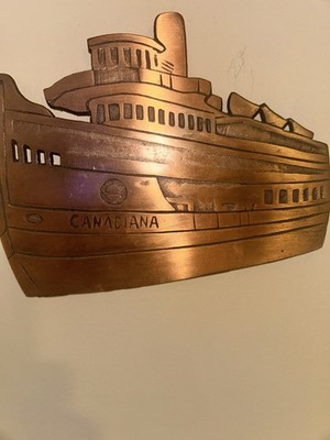 VTG Canadiana Crystal Beach Copper Metal Wall Plaque Trivet Buffalo/Fort Erie