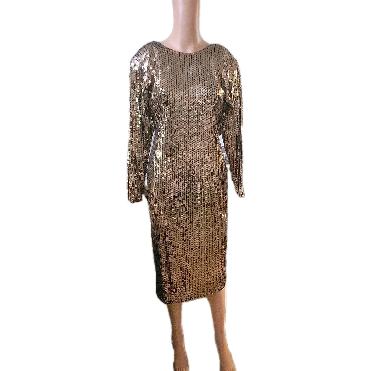 ebay gold sequin dress Reagan Fitted Sequin Dress - Gold Metallic Treasure Box Sequin Knit – The  Islands