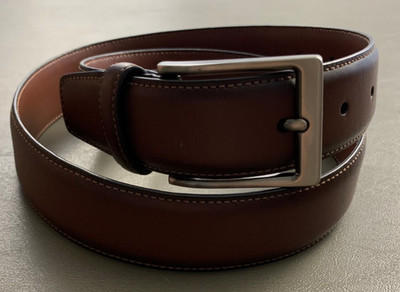 Perry Ellis Portfolio Men's Genuine Leather Dress Belt, Park Avenue Brown, 30