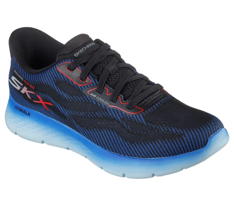 Men Shoes Skechers Cushion Slip Ins Blue Black Go Walk Light Mesh Memory 216689