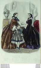 1857 Ladies Shop Fashion Engraving # 11 (Watercolor Old Fashion Plate)