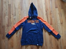 Denver Broncos Women's Pullover Hoodie Fanatics Midweight Small Navy Orange NEW