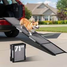 Dog Ramp for Car - 71" L x 17" W Portable Long x Wide, Black