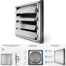 4 Inch Stainless Steel Dryer Vent Cover Outdoor Moving Flaps Metal Ducts HVAC