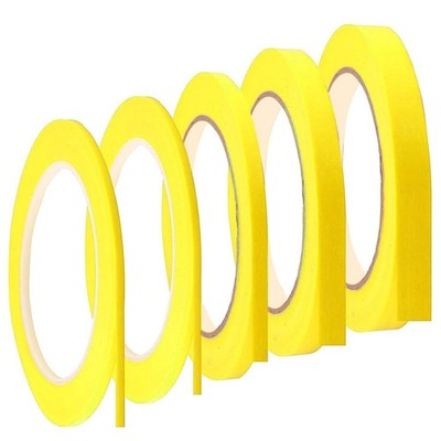 Malerkrepp Goldgelb: Selbstklebendes Fineline Tape 5 Rollen Masking Tape 3-12 mm