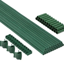 93pcs Garden Stakes Kit: includes 30 Sets of Fiberglass 17inch 30pcs, green
