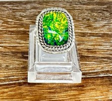 Handmade Sterling Silver Australian Triplet Opal Rope Edge Ring Sz 7