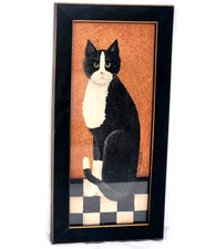 Cindy Sampson Tuxedo Cat Country Cat American Folk Art Print 13.5"x7"