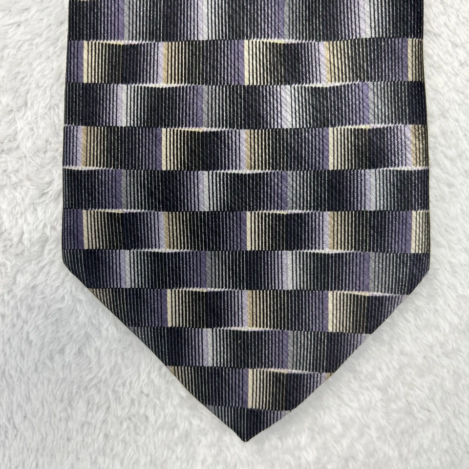 Corbata Dockers negra púrpura plata dorada para hombre 4”x 58” 100 % seda Foto 3 de 4