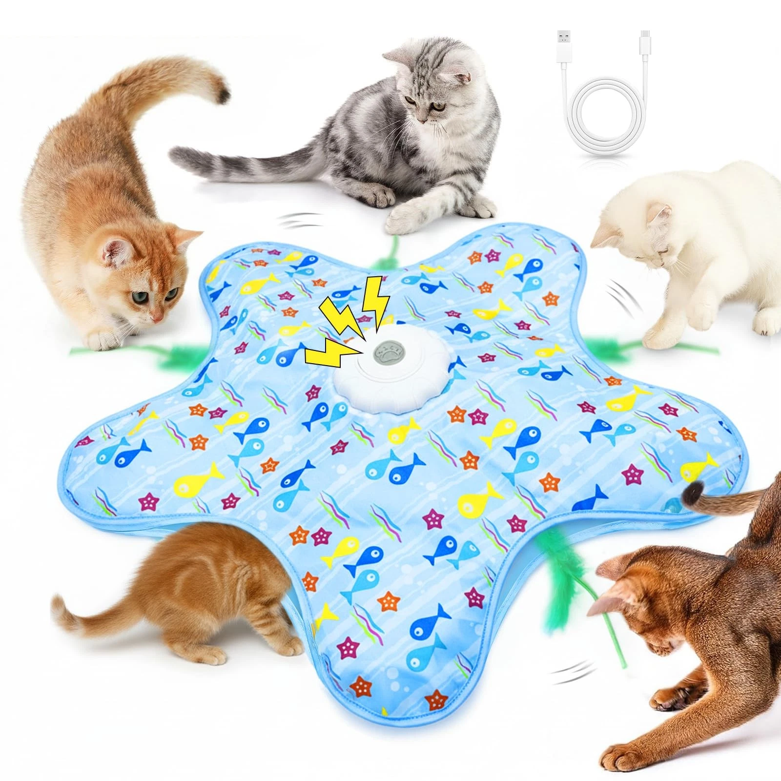 Cat Toys for Indoor Cats,Rechargeable Interactive Cat Toy with Touch-Activate...