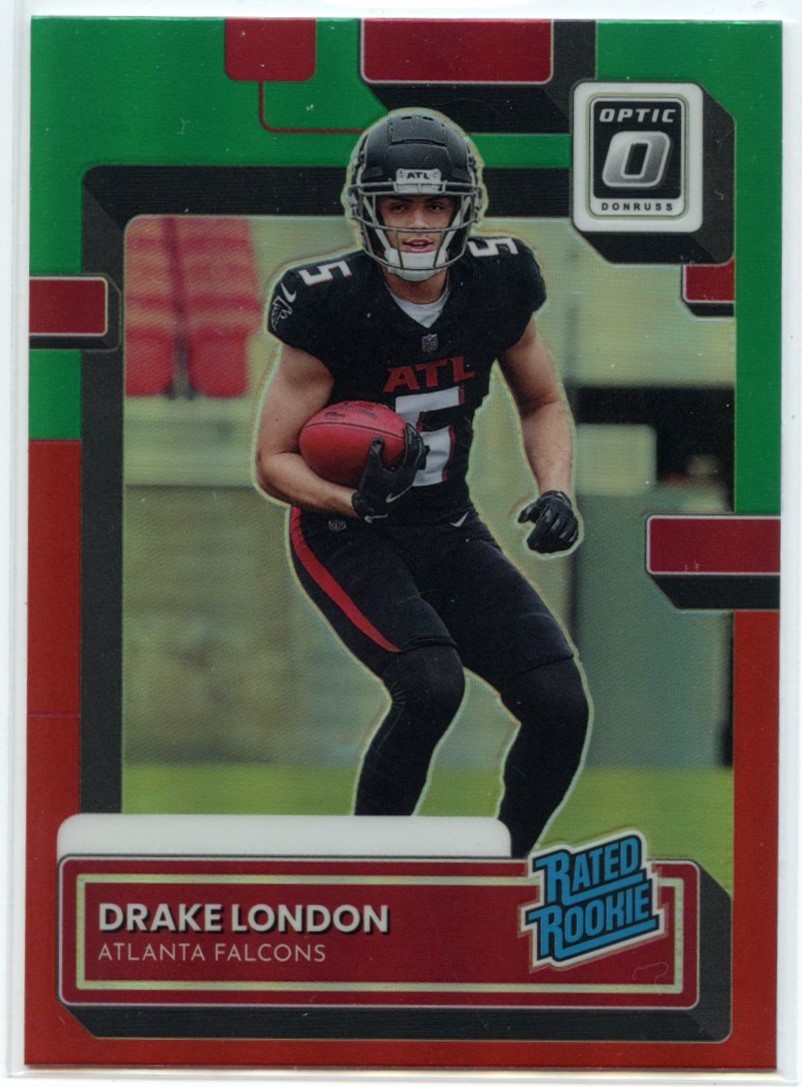 2022 Donruss #P-307 Drake London Optic Rated Rookies Preview Red and Green