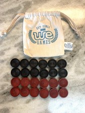 WE Games Wooden Checkers Pieces With Drawstri...