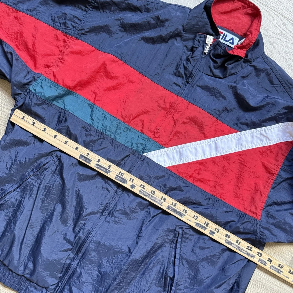Vintage FILA Jacket Men Large 90s Colorblock Logo Spell Out Zip Windbreaker - Image 3 of 4
