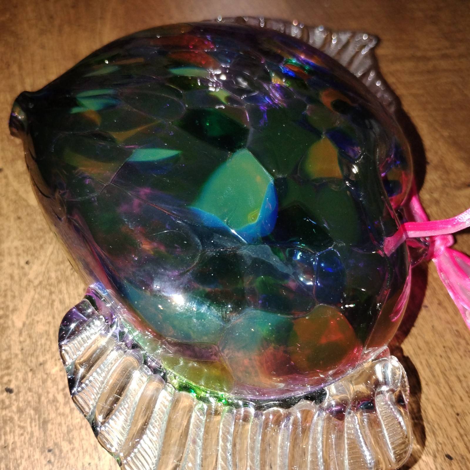 Stunning-Rainbow-Handcrafted-Art Glass-Heart W Wings-Suncatcher-Hanging Decor