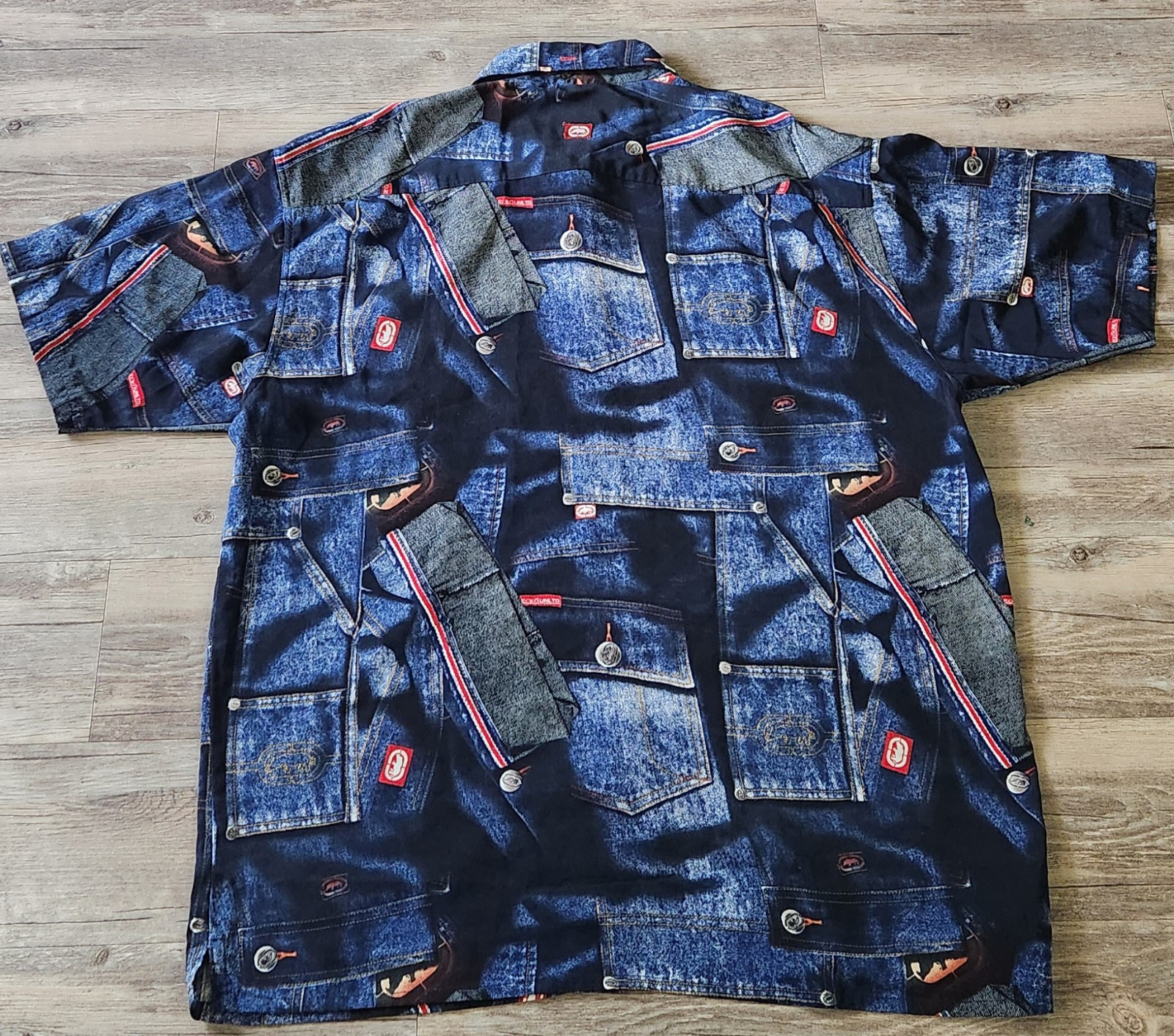 Vintage Ecko Utld RARE Patchwork denim polyester … - image 5