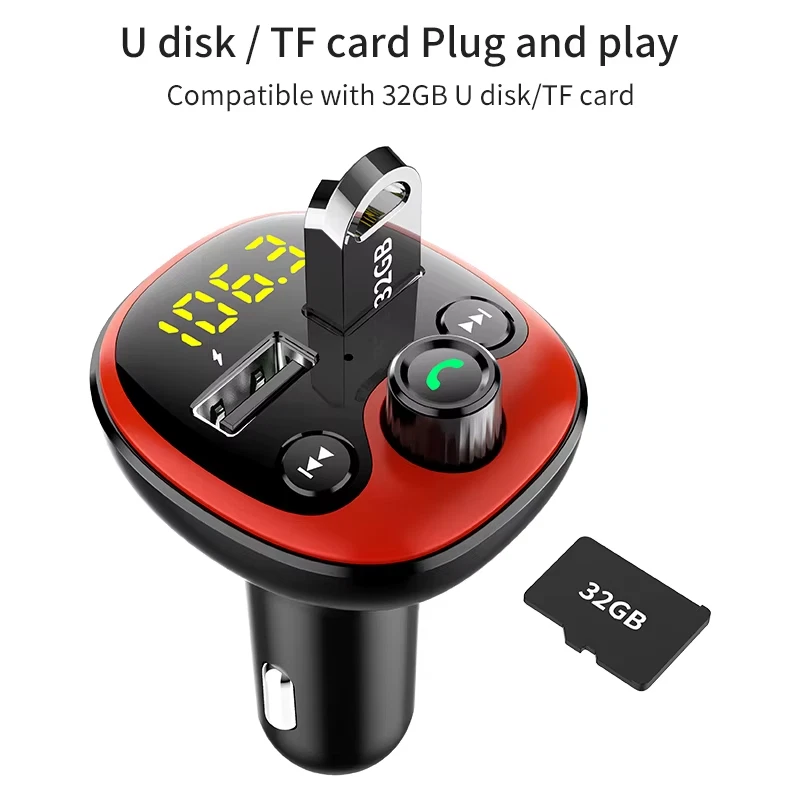 Bluetooth 5.0 Fm Transmitter Radio Handsfree Car Kit Dual USB Charger Car Mp3 Pl - Bild 2 von 4