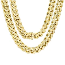 14K Yellow Gold Mens 11mm Miami Cuban Link Chain Italian Necklace Box Clasp 20"