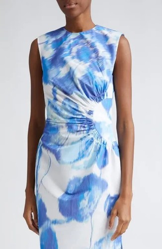 NWT $1,890 Lela Rose julia warp floral print sleeveless dress 14 - Picture 2 of 4